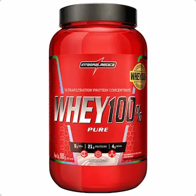Whey 100% Pure Protein Pote 900G Morango - Integralmedica